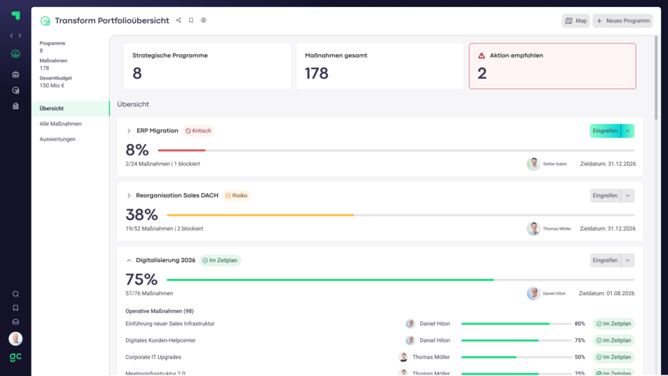 Management Suite Transform Screen