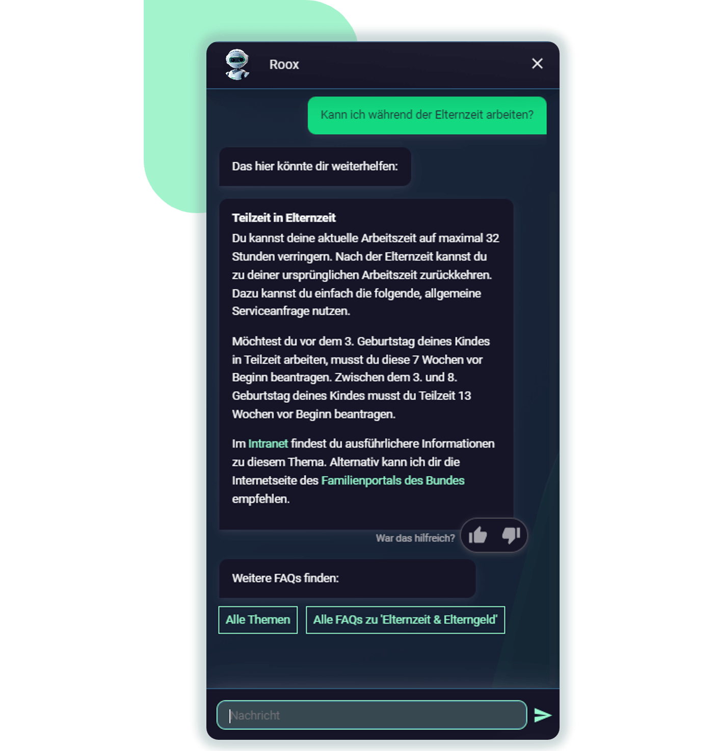 Roox Dialog Elternzeit