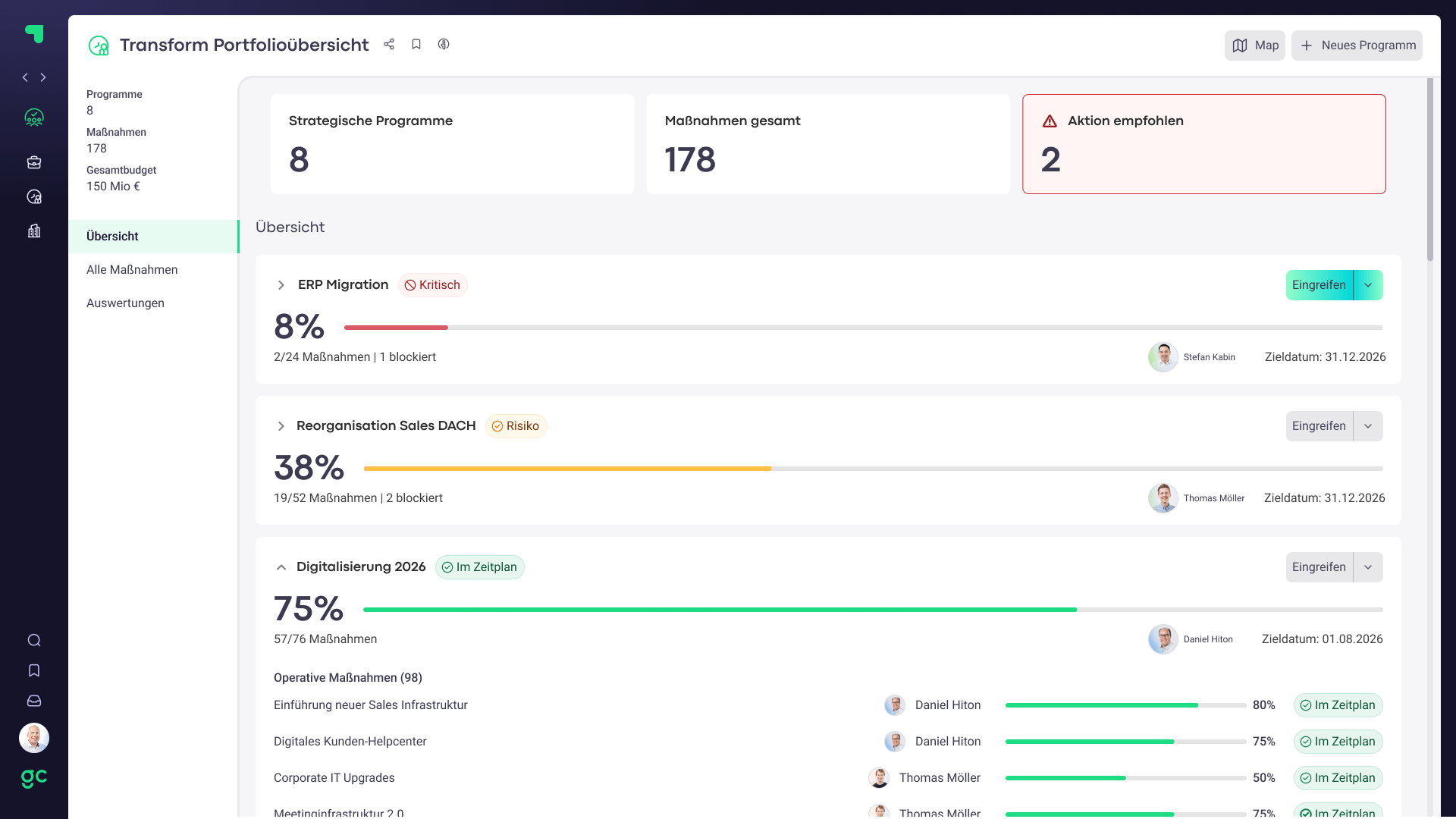 Management Suite Transform Screen
